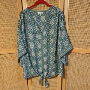 Max Studio 3x Women's Green  Patterned Top Paisley Lightweight St. Pattys